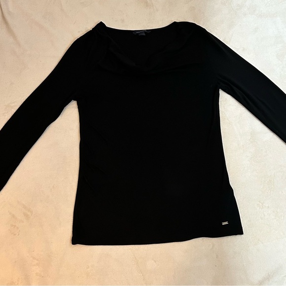 Tommy Hilfiger | Black Cowl Neck Fitted Long Sleeve Top Size M - Picture 4 of 8